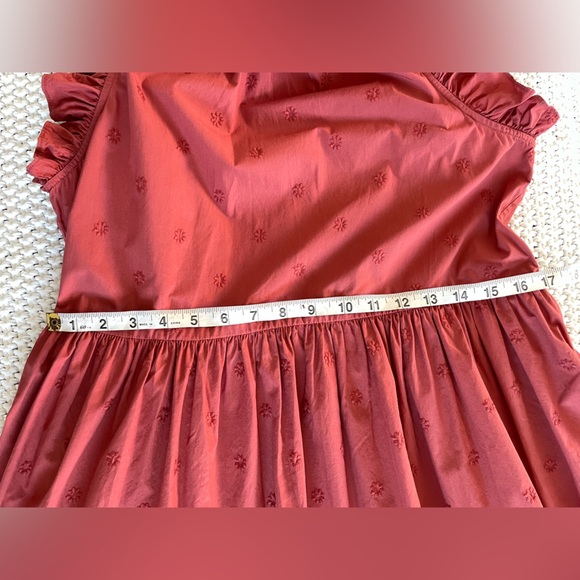 Ulla Johnson Embroidered Rust Dress High Low Flutter Sleeve Pockets Luxury - Picture 10 of 12